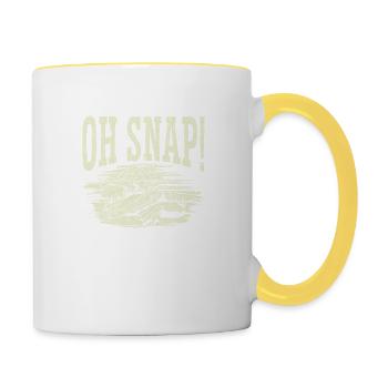 Chasseur d’alligator, Citation de crocodile Oh Snap, Gator - Mug contrasté - blanc/jaune - Droite