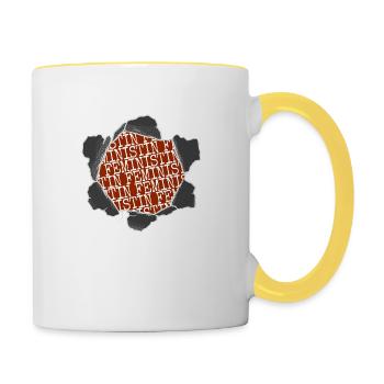 feminin zitat geburtstag lustiger spruch woman - Tasse zweifarbig - Weiß/Gelb - Rechts