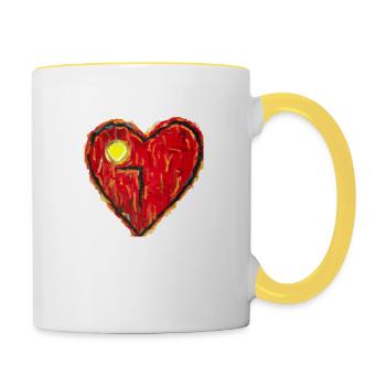 Valentinstag Herz - Tasse zweifarbig - Weiß/Gelb - Rechts