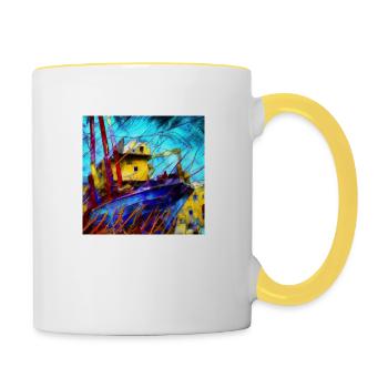 Schiff - Tasse zweifarbig - Weiß/Gelb - Rechts
