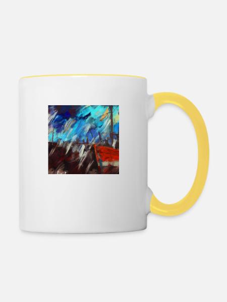 Schiff - Tasse zweifarbig - Weiß/Gelb