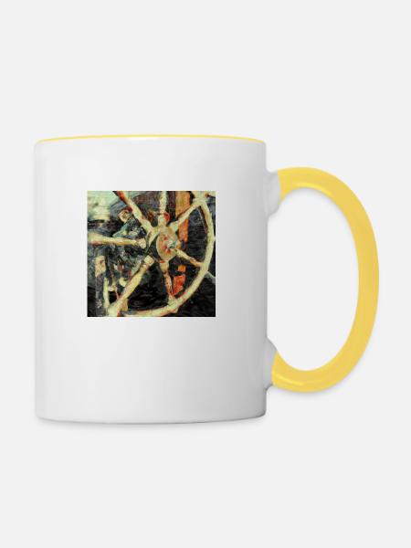 Steuerrad - Tasse zweifarbig - Weiß/Gelb