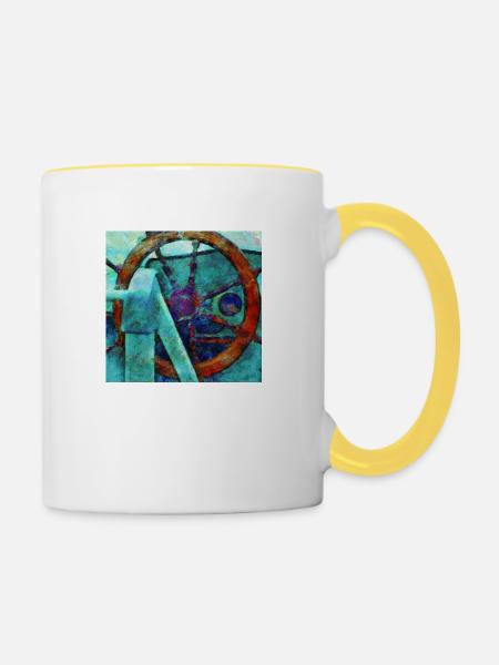 Steuerrad - Tasse zweifarbig - Weiß/Gelb