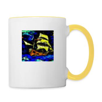 Segelschiff - Tasse zweifarbig - Weiß/Gelb - Rechts