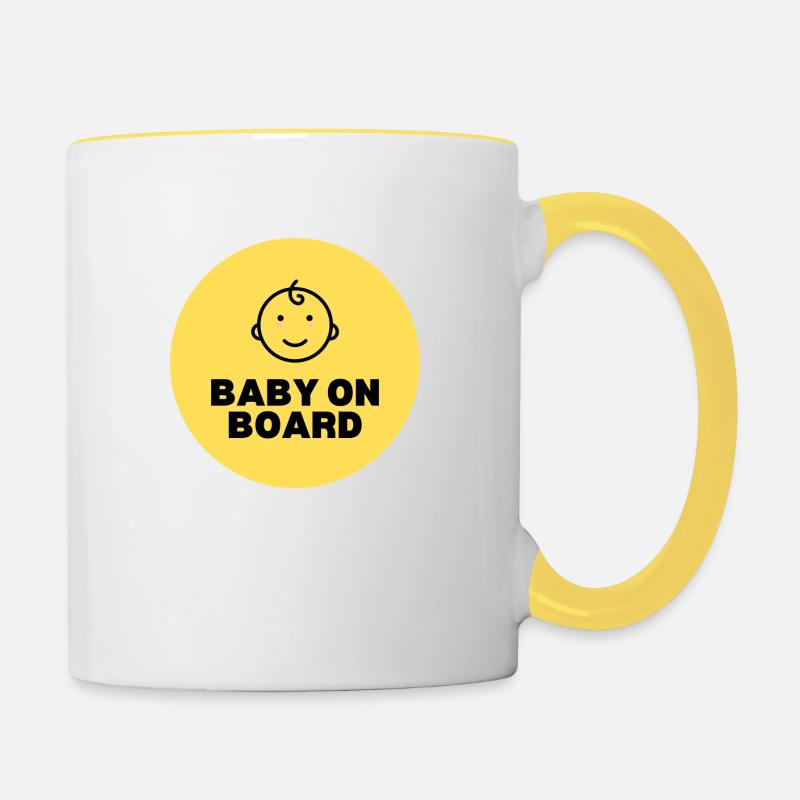 BABY ON BOARD STICKER - Mug contrasté - blanc/jaune