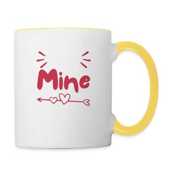 Er gehört mir - Tasse zweifarbig - Weiß/Gelb - Rechts