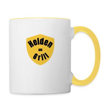 Helden am Grill - Tasse zweifarbig - Weiß/Gelb - Rechts
