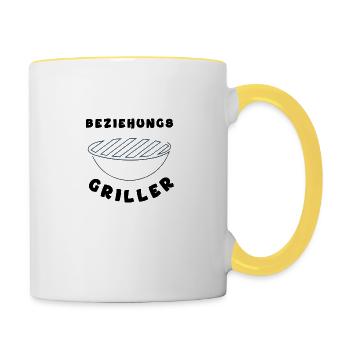 Beziehungsgriller - Tasse zweifarbig - Weiß/Gelb - Rechts