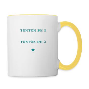tonton de 1 c'est bien mais de 2 c'est mieux - Mug contrasté - blanc/jaune - Droite