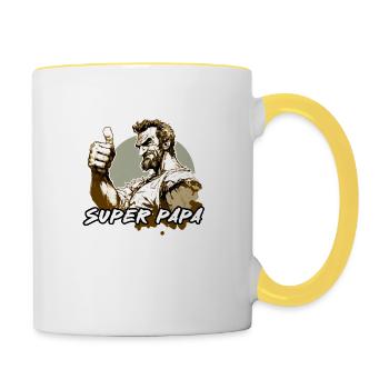 Super papa ! - Mug contrasté - blanc/jaune - Droite