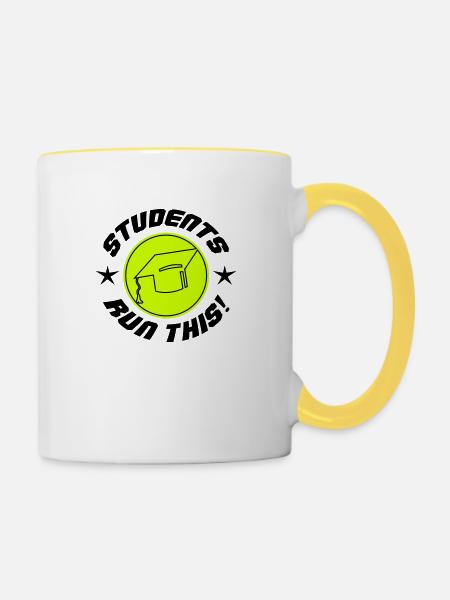 Students run this - Tasse zweifarbig - Weiß/Gelb