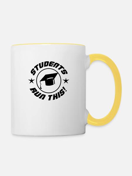 Students run this - Tasse zweifarbig - Weiß/Gelb