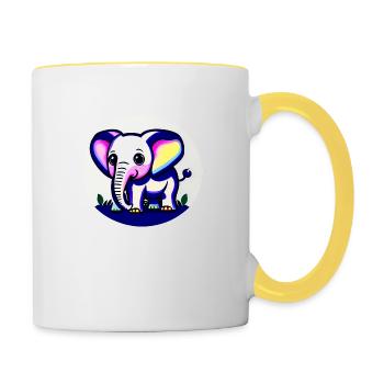 Little Elephant Cartoon Cute Love Adventure 4 - Contrasting Mug - white/yellow - Right
