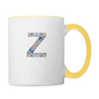 Lettre Z en mandala - Mug contrasté - blanc/jaune - Droite