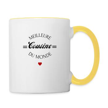 meilleure cousine du monde - Mug contrasté - blanc/jaune - Droite