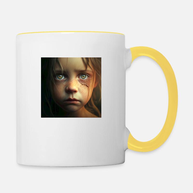Enfant triste - Mug contrasté - blanc/jaune
