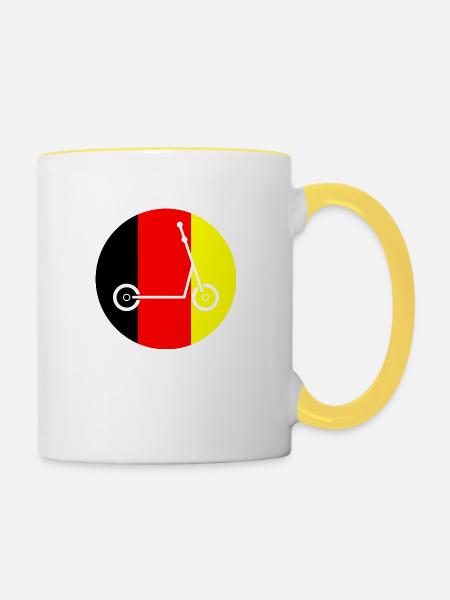 E-Scooter E-Roller Scooter - Tasse zweifarbig - Weiß/Gelb