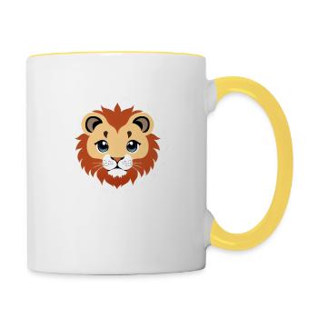 Royal Cartoon Lion Lions Comic 19 - Contrasting Mug - white/yellow - Right