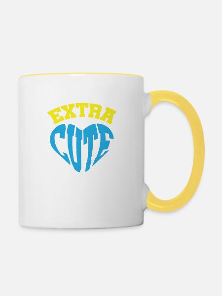 Extra Cute - Tasse zweifarbig - Weiß/Gelb