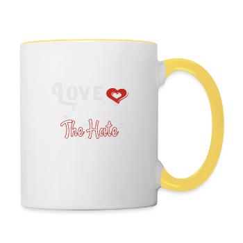 Love Stop the hate - Tasse zweifarbig - Weiß/Gelb - Rechts