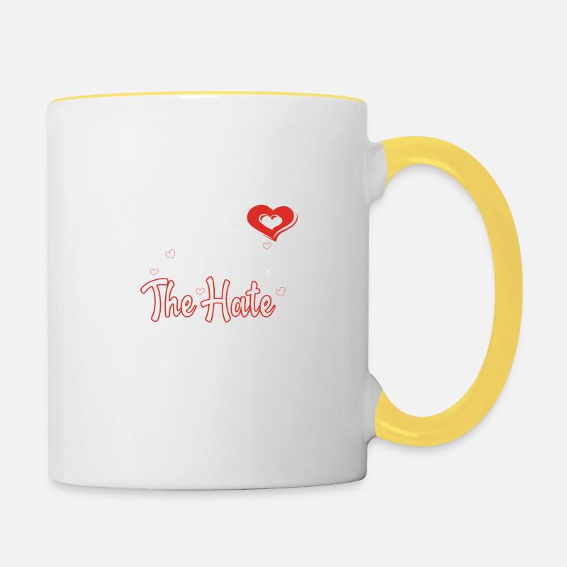 Love Stop the hate - Contrasting Mug - white/yellow