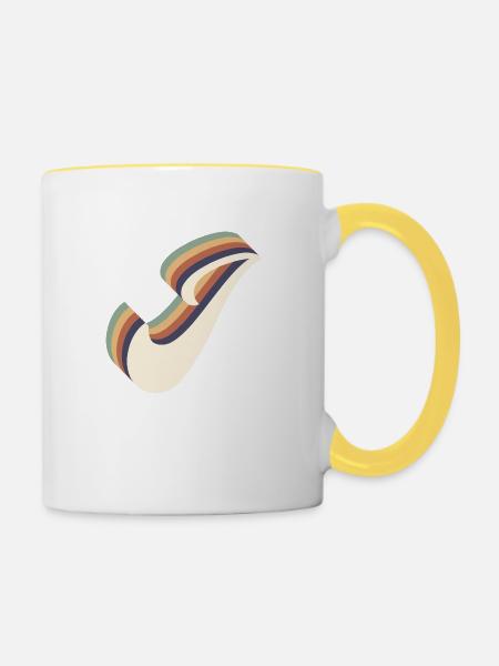 Buchstabe I - Tasse zweifarbig - Weiß/Gelb