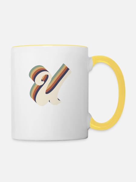 Buchstabe u - Tasse zweifarbig - Weiß/Gelb