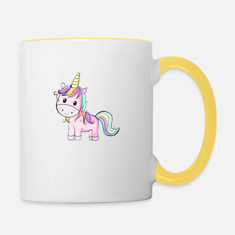 Licorne de cheval mignon - Mug contrasté - blanc/jaune