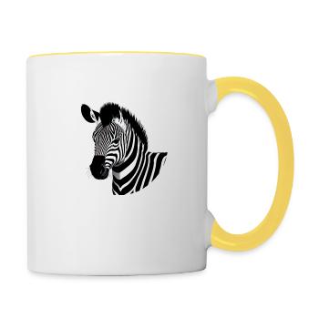 Fun Zebra Cartoon Funny Nature Animal Safari 2 - Contrasting Mug - white/yellow - Right