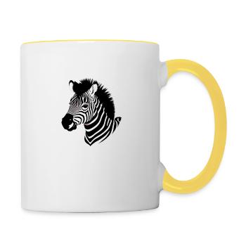 Fun Zebra Cartoon Funny Nature Animal Safari 9 - Contrasting Mug - white/yellow - Right