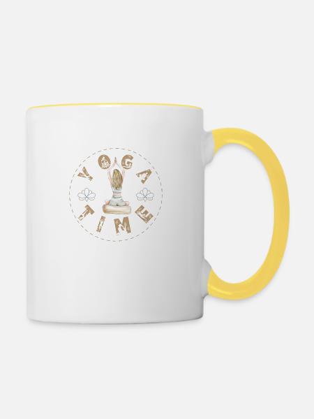 Yoga Zeit - Tasse zweifarbig - Weiß/Gelb