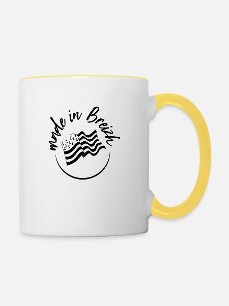 hergestellt in Breizh - Tasse zweifarbig - Weiß/Gelb