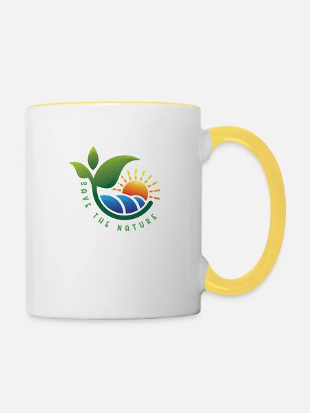 Save the Nature - Tasse zweifarbig - Weiß/Gelb