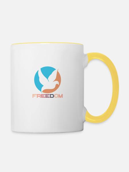 Freedom - Tasse zweifarbig - Weiß/Gelb