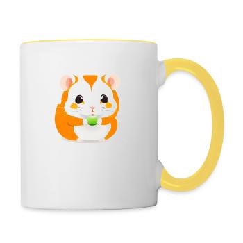 Cute Cartoon Hamster Love Pet 17 - Contrasting Mug - white/yellow - Right