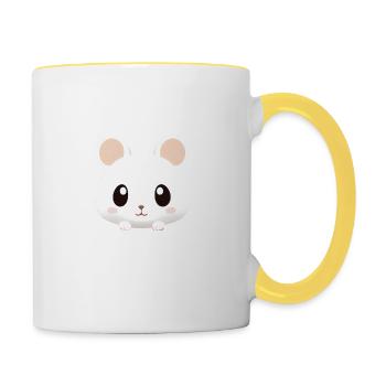 Cute Cartoon Hamster Love Pet 19 - Contrasting Mug - white/yellow - Right