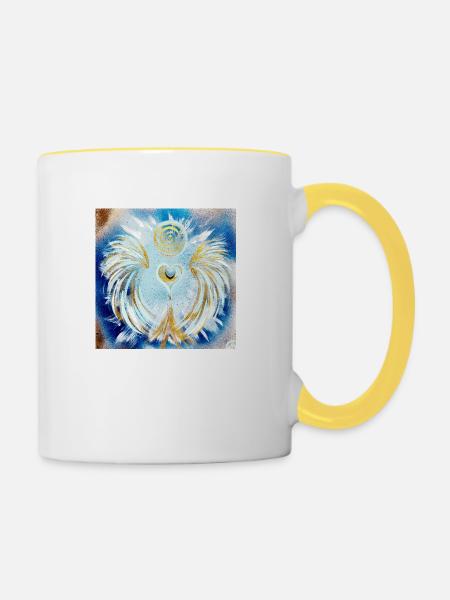 Herzengel Reichtums Bewusstsein - Tasse zweifarbig - Weiß/Gelb