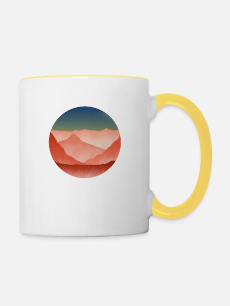 Blick auf die Berge - Tasse zweifarbig - Weiß/Gelb