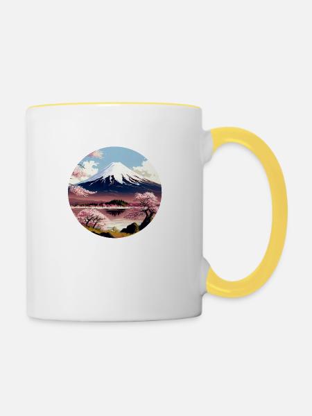Fuji - Tasse zweifarbig - Weiß/Gelb