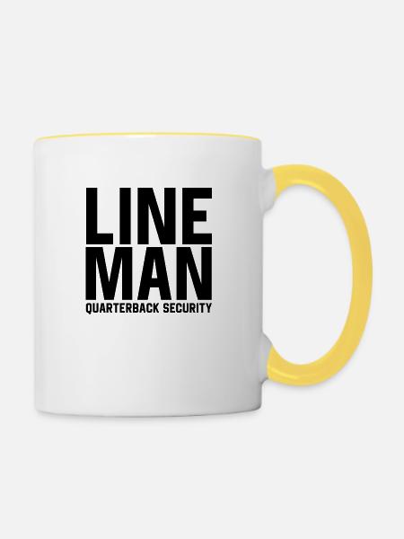 Sicherheit des Lineman-Quarterbacks - Tasse zweifarbig - Weiß/Gelb