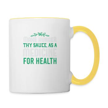 Faites de la faim votre sauce comme médicament pour la santé - Mug contrasté - blanc/jaune - Droite