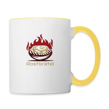 Rostbrätel Neu - Tasse zweifarbig - Weiß/Gelb - Rechts