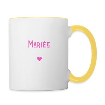 Je suis une mariée au top - Mug contrasté - blanc/jaune - Droite