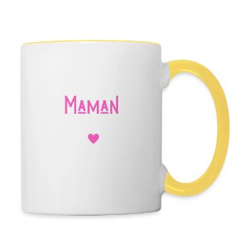Je suis une maman au top - Mug contrasté - blanc/jaune - Droite