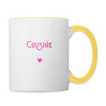 Je suis une cousine au top - Mug contrasté - blanc/jaune - Droite