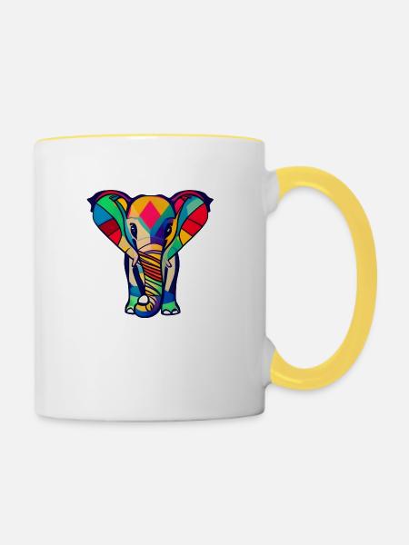 Elefant - Tasse zweifarbig - Weiß/Gelb
