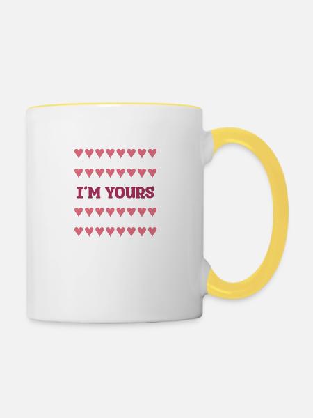 I‘M YOURS HEARTS - Tasse zweifarbig - Weiß/Gelb