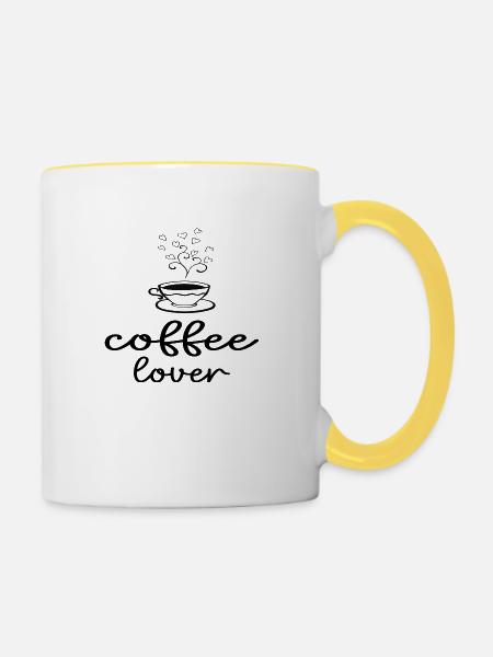 Coffee Lover - Tasse zweifarbig - Weiß/Gelb