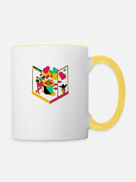 Verliebt - Tasse zweifarbig - Weiß/Gelb
