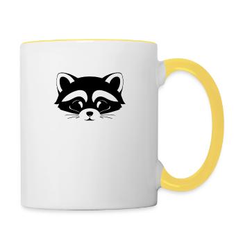 Ratons laveurs Mignon Dessin animé Raton laveur 2 - Mug contrasté - blanc/jaune - Droite
